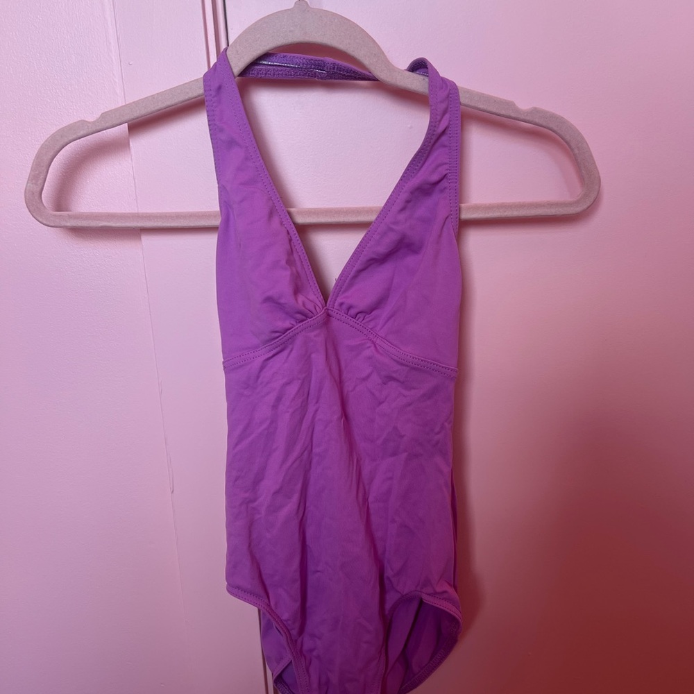 Purple halter leotard